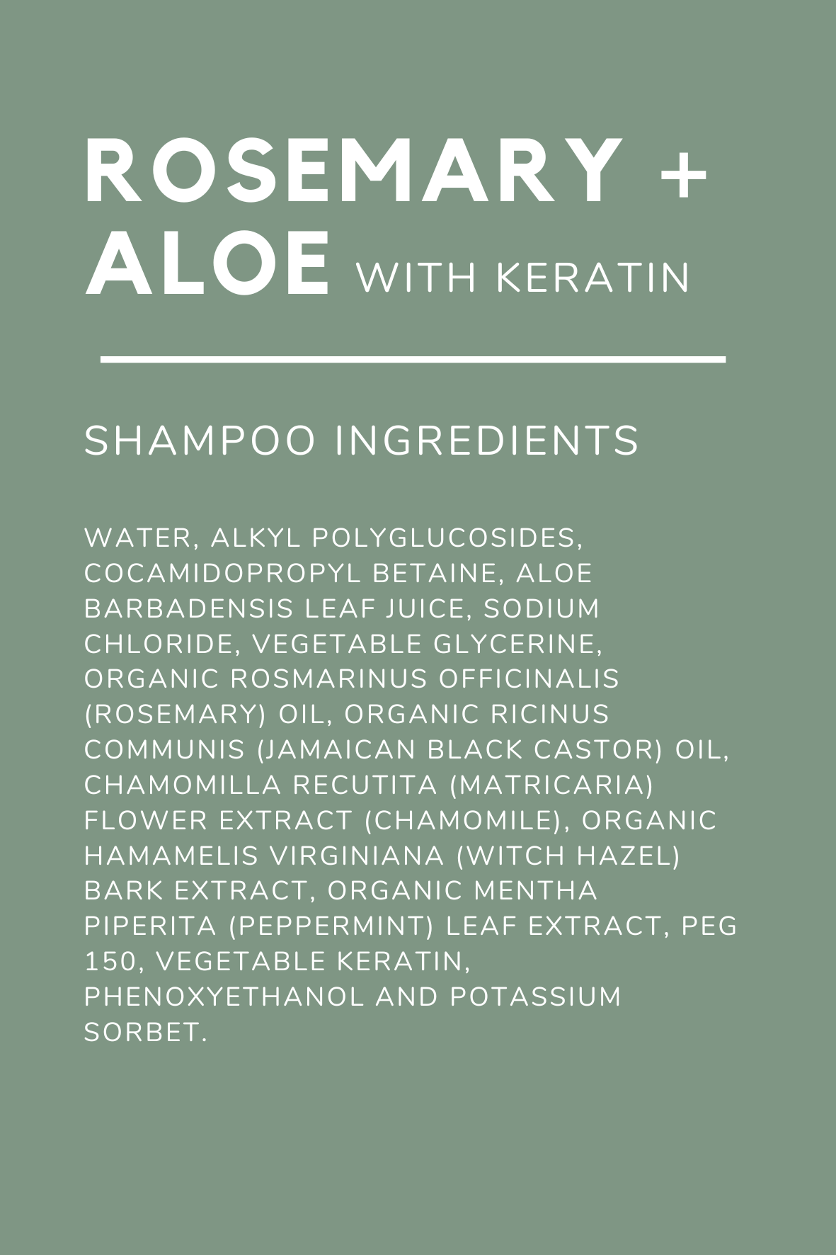 *NEW* ROSEMARY + ALOE with Vegetable Keratin - 8oz. Shampoo - Wild Revival Organics